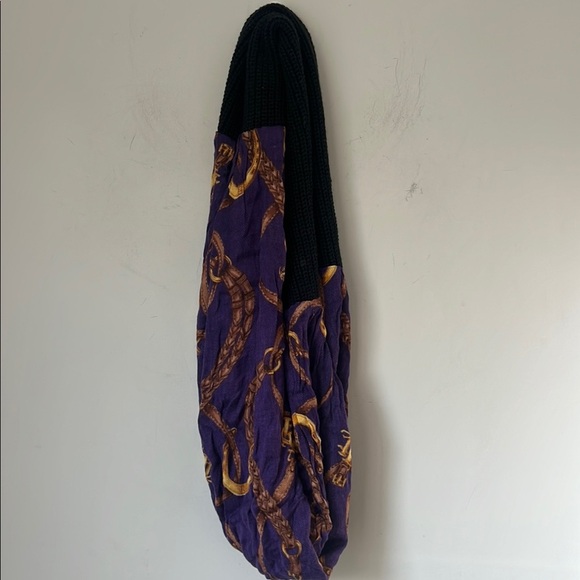 Ralph Lauren Purple equestrian print Tubular Infinity loop Scarf Black Purple 🟦 - Picture 1 of 6